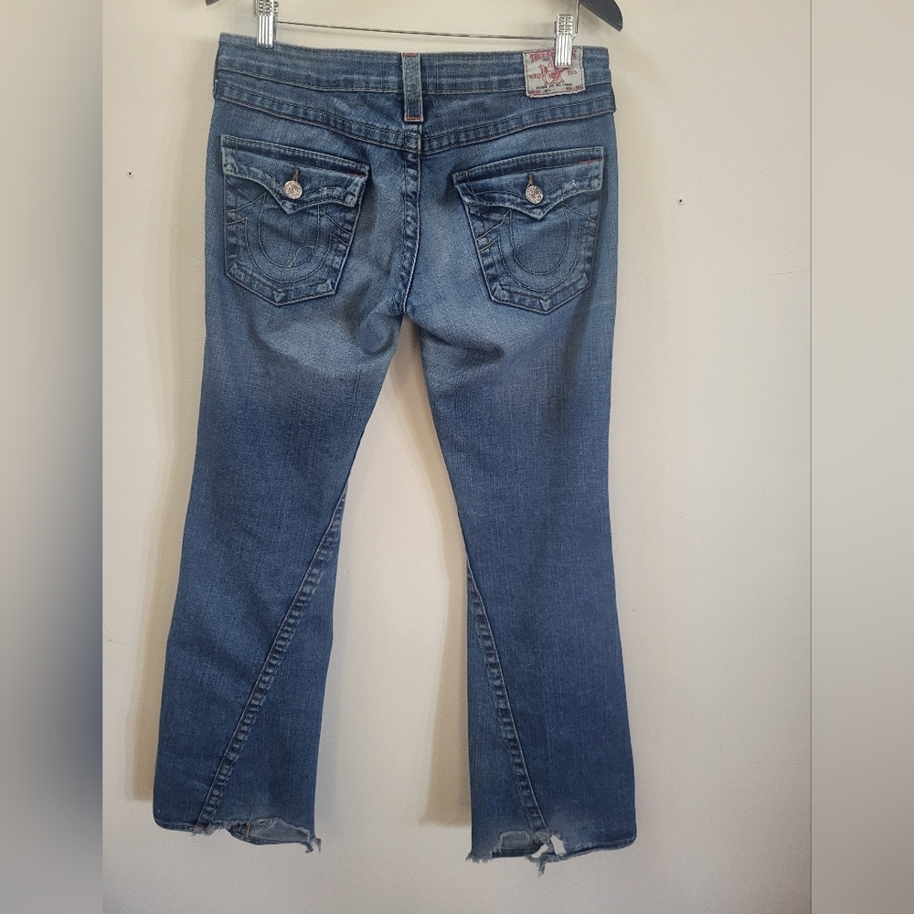 True Religion Blue Boot Cut Jeans with Signature Stitching - Picture 2 of 11